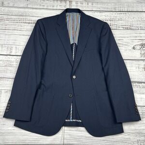 Ibiza Carini Unstructured Patch Pocket Sport Coat Dark Blue Size 40R Textured